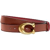 COACH Women's CTS Sculpted C Reversible Leather Belt, Saddle 1941 Red