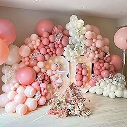RUBFAC 129pcs Retro Pink Balloons Different Sizes