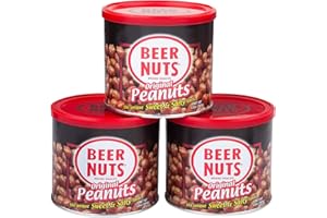 BEER NUTS Original Peanuts - Travel Size Sweet & Salty Bar Nuts - Gluten Free, Kosher, Low Sodium Peanut Snacks Made In The USA - 12oz Resealable Can (Pack of 3)