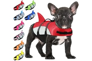 ALAGIRLS Reflective Dog Life Jacket Flotation Swim Vest with High Buoyancy, Adjustable Ripstop Medium Dog Lifesaver Pet Life Preserver Dog Summer Beach Accessories, Upgraded-Red M