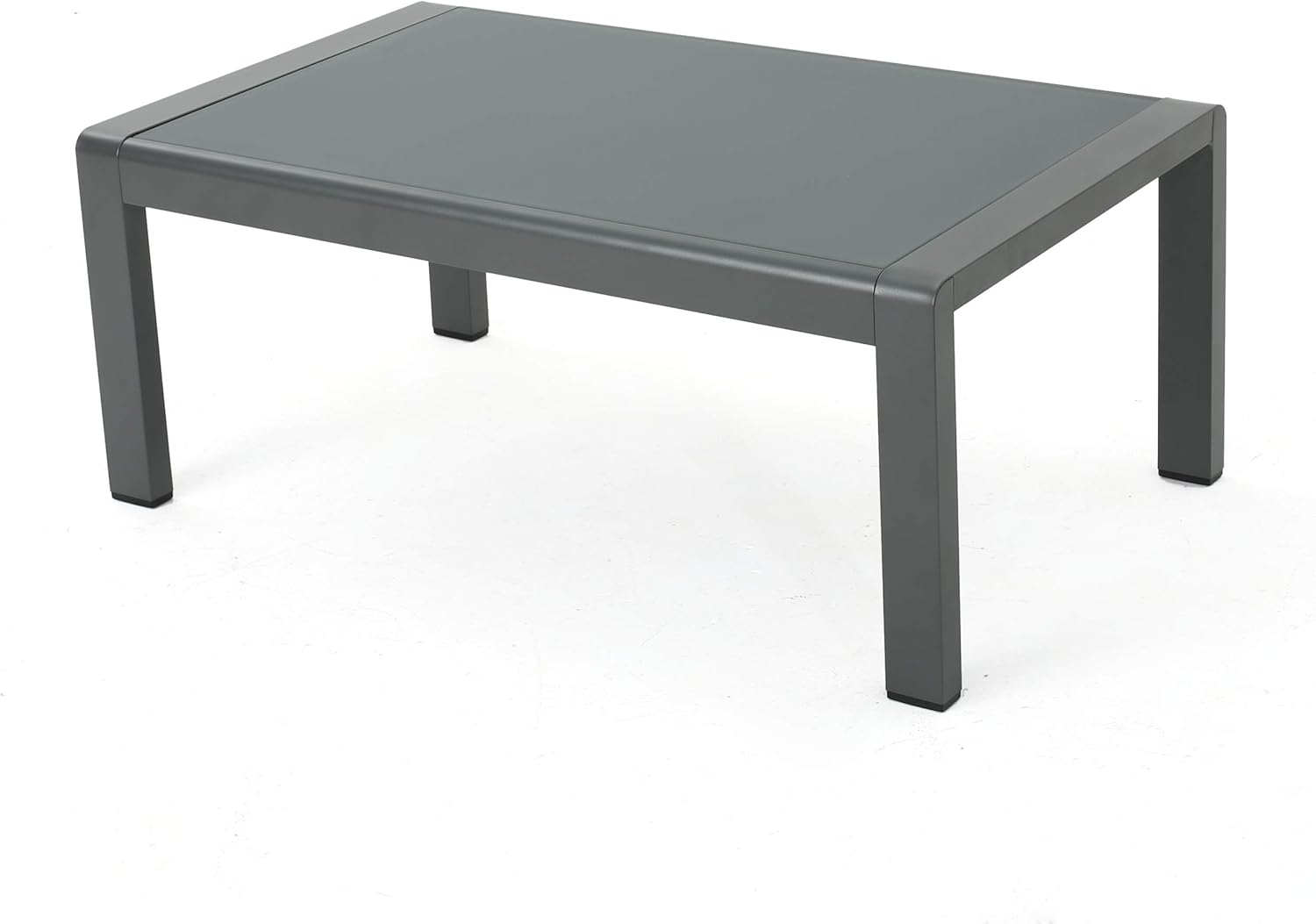 Christopher Knight Home Cape Coral Outdoor Aluminum Coffee Table with Tempered Glass Table Top, Grey : Garden & Outdoor