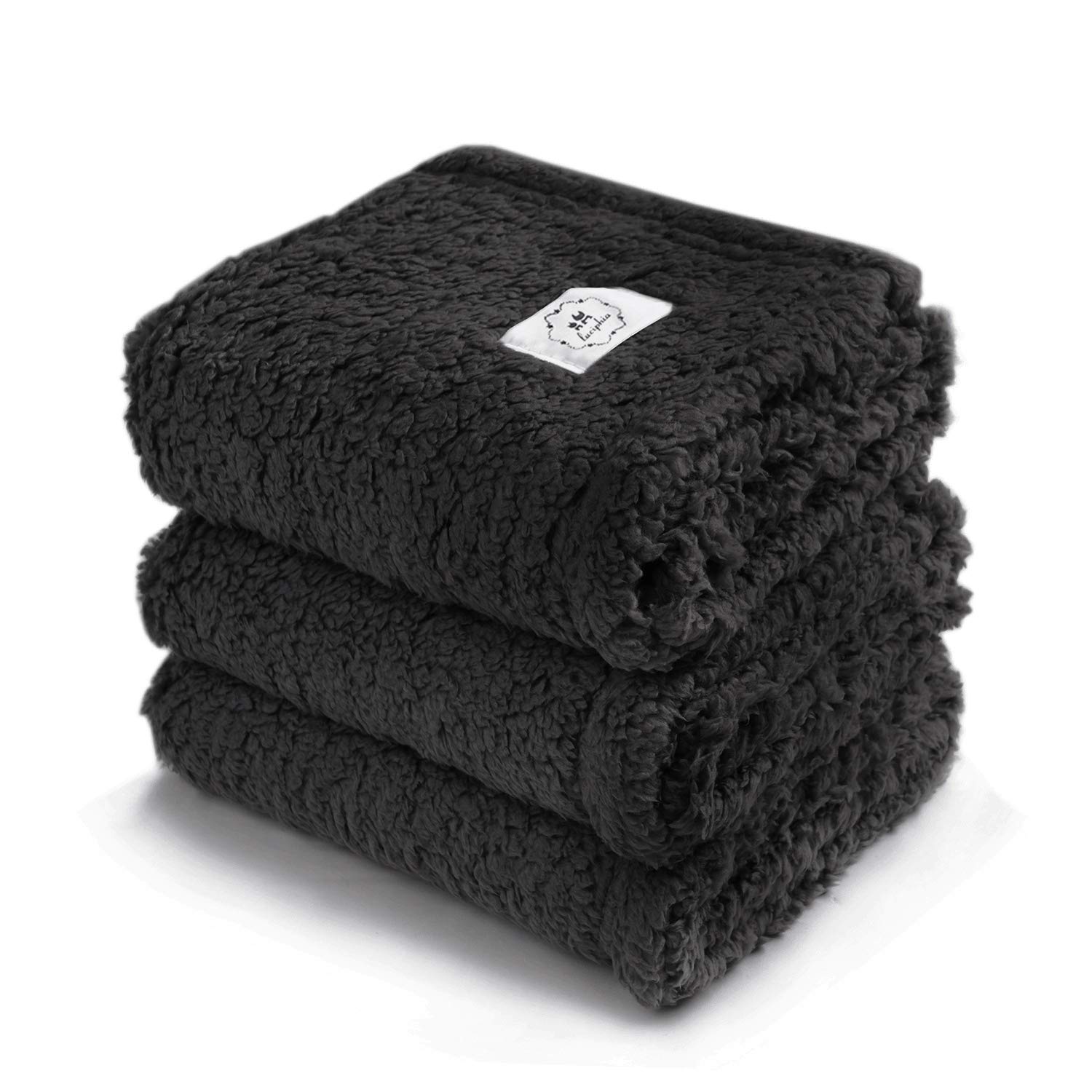 luciphia 1 Pack 3 Blankets Super Soft Fluffy Premium Fleece Pet Throw for Dog Cat Puppy Black L-40"x29"(104 * 76cm)