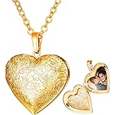U7 Custom Photo Locket Necklace - Oval & Heart Shaped Locket - Gold/Silver/Rose Gold Personalized Image Necklaces for Women