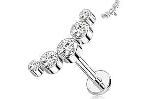 Melighting Titanium Cartilage Earring Internally Threaded 16G Curved Conch Piercing Jewelry Clear CZ Titanium G23 Helix Pierc