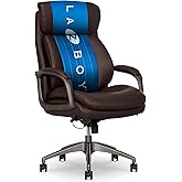 La-Z-Boy Nova Executive Office Chair-Ergonomic High Back Leather Desk Chair | with AIR Lumbar Support - Comfortable Computer Chair for Home Office - Brown