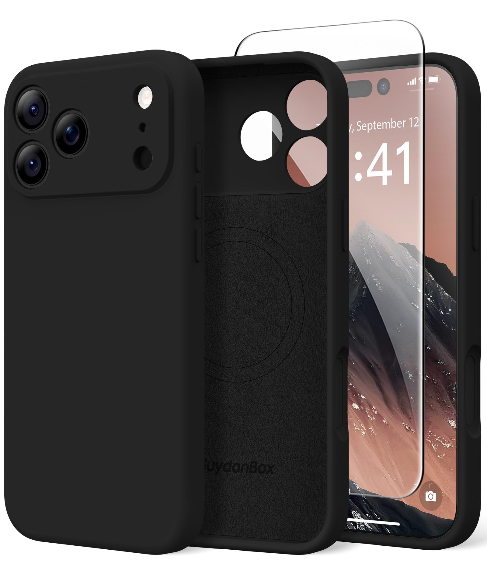 SuydanBox Magnetic for iPhone 17 Pro Case, Compatible with MagSafe, [Full Camera Protection][Screen Protector] Silicone Shockproof Protective Phone Case for iPhone 17 Pro 6.3", Black