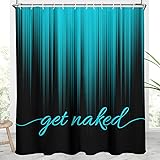 AAtter Teal and Black Shower Curtain Get Naked