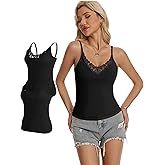 LuneNuelle Women Camisole Tank Top - Adjustable Spaghetti Strap Lace V Neck Slim Fit Casual Basic Sexy Cami Undershirt
