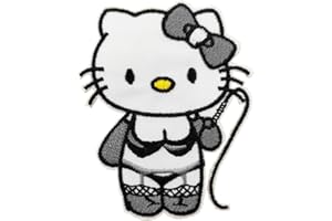 HIESPU STORE Cute Cartoon Kitty Black and White Embroidered Iron On Patch