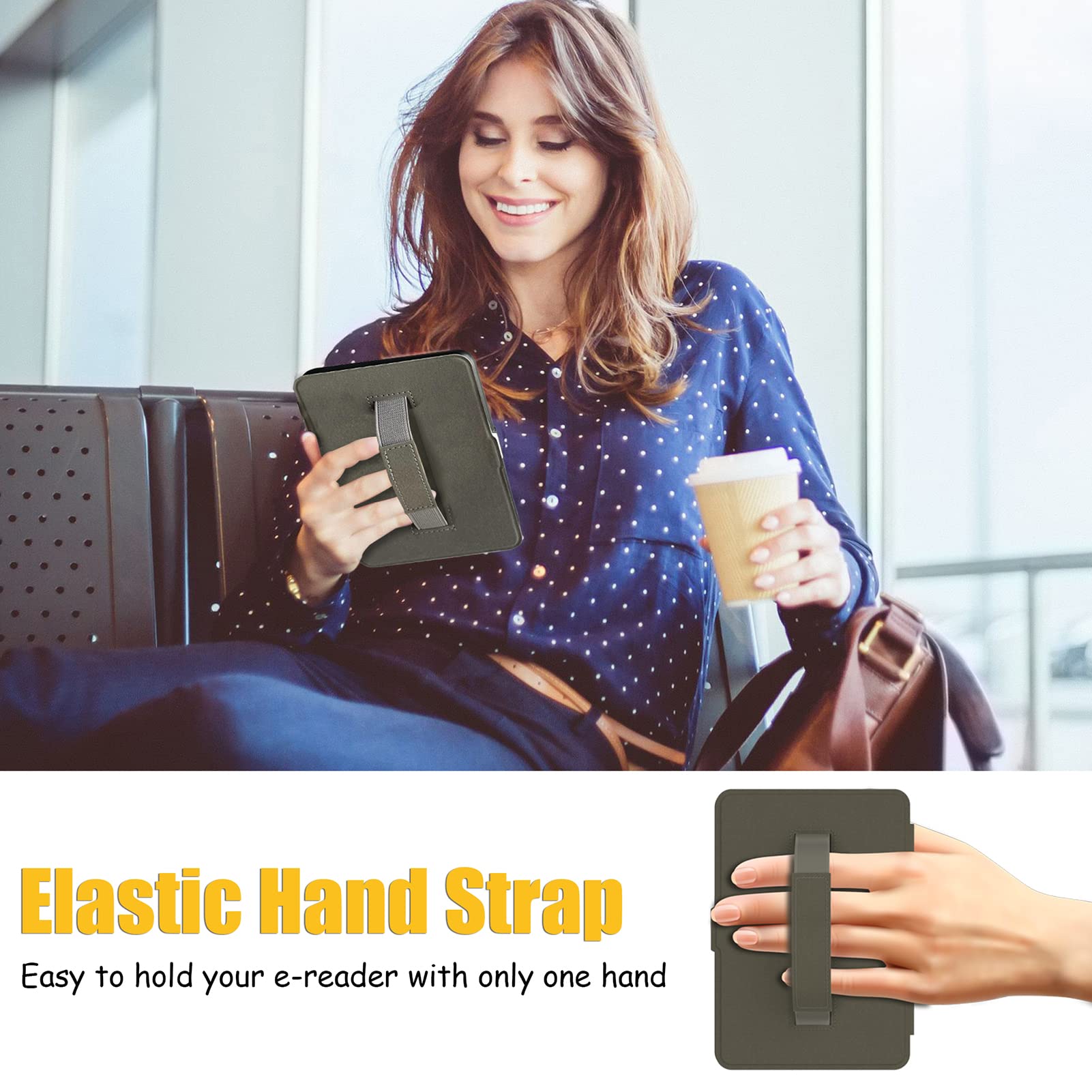 SCSVPN Case for 6'' Kindle 11th Generation 2024/2022 Release - All-New Lightweight Premium PU Leather Smart Protection Cover with Hand Strap, Auto Sleep/Wake for Kindle C2V2L3 / RS23CV E-Reader