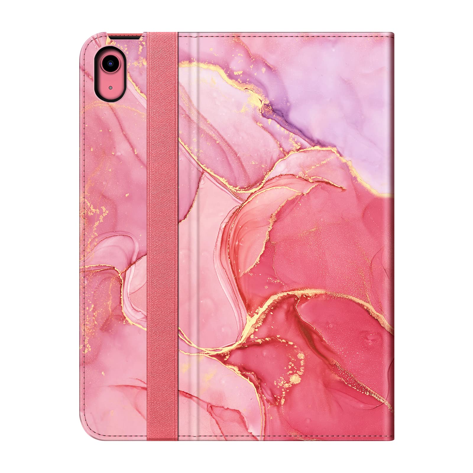 Fintie Case for iPad (A16) 11th Generation 11 Inch (2025), iPad 10th Generation 10.9 Inch (2022), Multi-Angle Viewing Protective Stand Cover with Pencil Holder & Pocket, Marble Pink