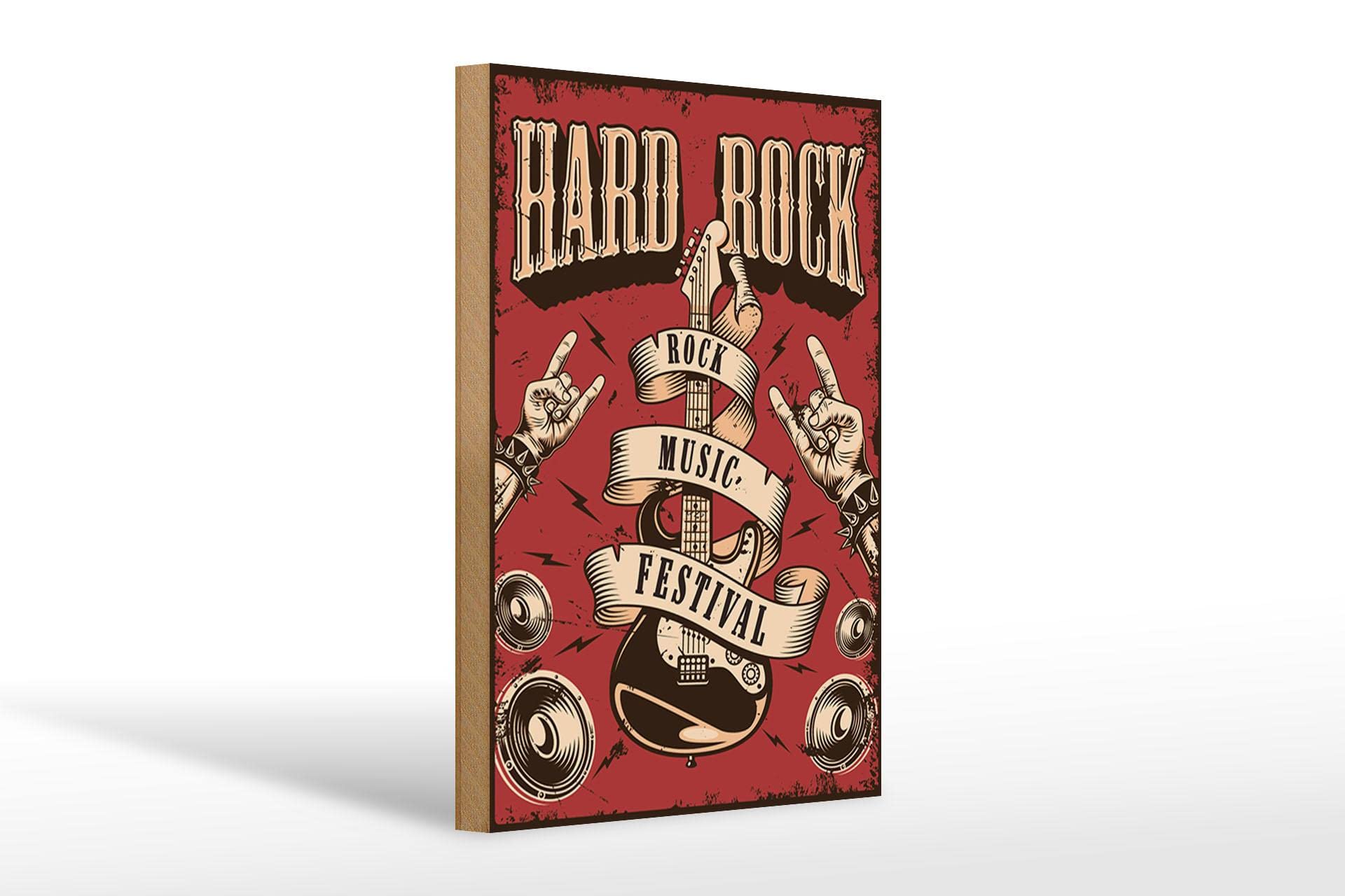 Wooden Sign 30 x 20 x 1 cm Hard Rock Rock Music Festival DekoNo7