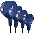FRANKTECH Golf Head Covers, EVA Plastic Golf Club Covers for Driver Fairway Woods Hybrid, Driver Headcover with Pins, Fit All Right-Handed Golf Clubs, Easy On Off, Washable