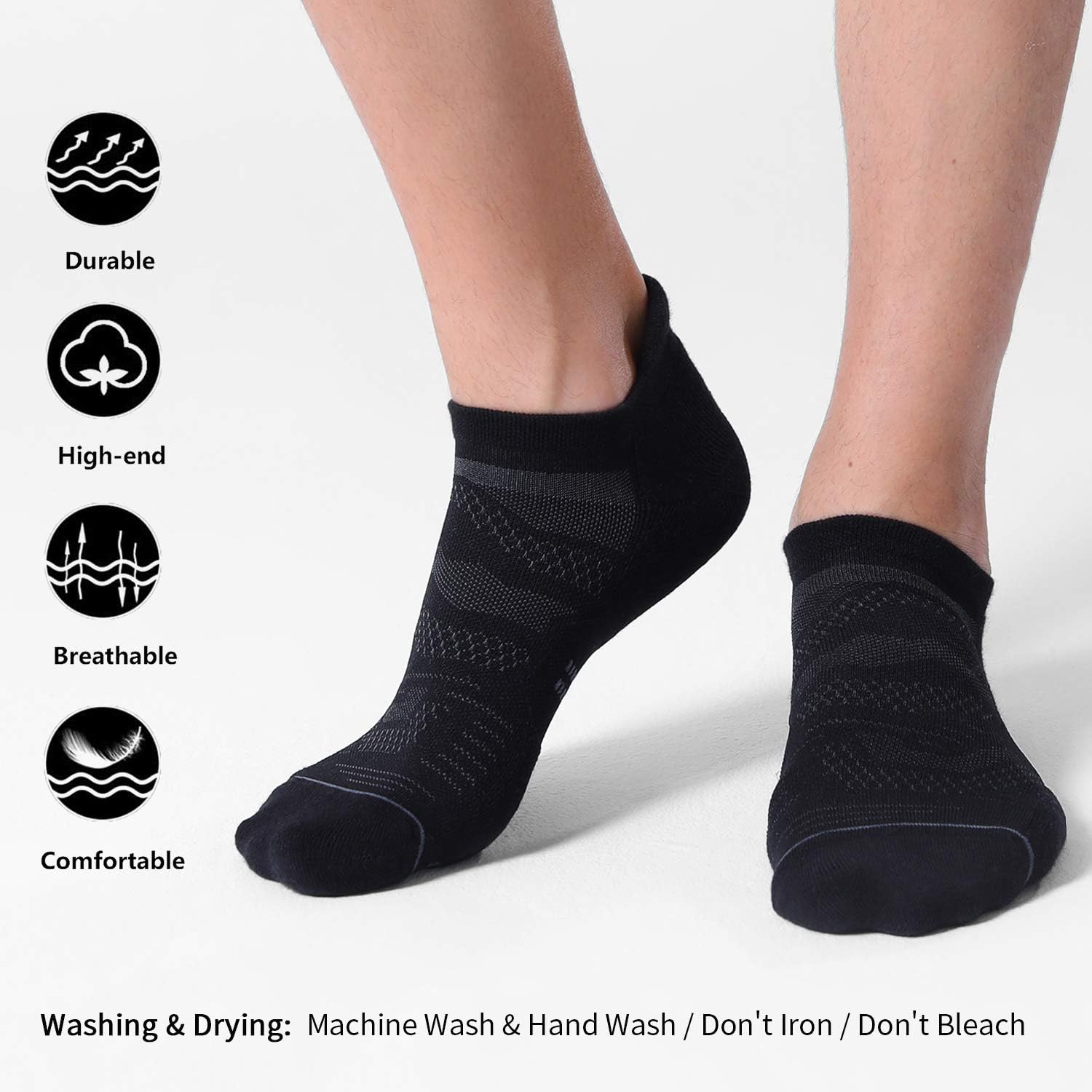 CelerSport 6 Pack Men's Running Ankle Socks with Cushion, Low Cut Athletic Sport Tab Socks: Clothing