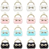 JJGQAZ 40 Pieces Enamel Women Purse Bag Charms Bracelet Pendant Charms for Jewelry Making DIY Earrings Necklace, Assorted Color