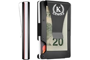ELEGANTPARK Metal Wallet for Men Initial Monogrammed Gifts for Wedding Birthday Slim Minimalist Money Clip for Men RFID Blocking Engraved Metal Wallets with Money Clip Card Holder Letter K