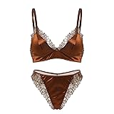 Women's Sexy Lengerie Lace Bra and Panty Sets Satin