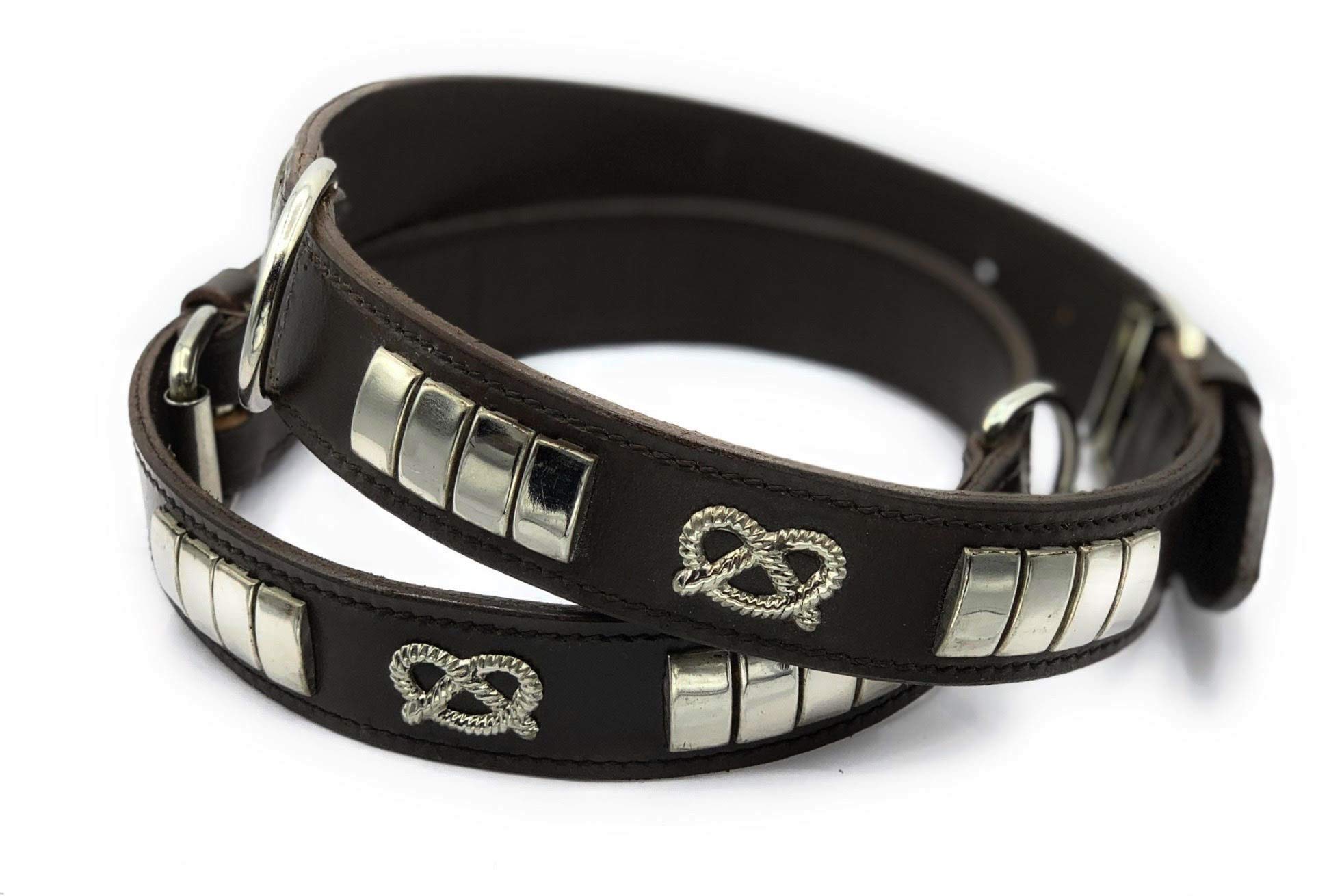 Astile Dog Gear Staffordshire Bull Terrier Leather Collar with Classic Staffy Knot and Studs in Black, Brown, Tan (Total Collar Length, 22", Brown)