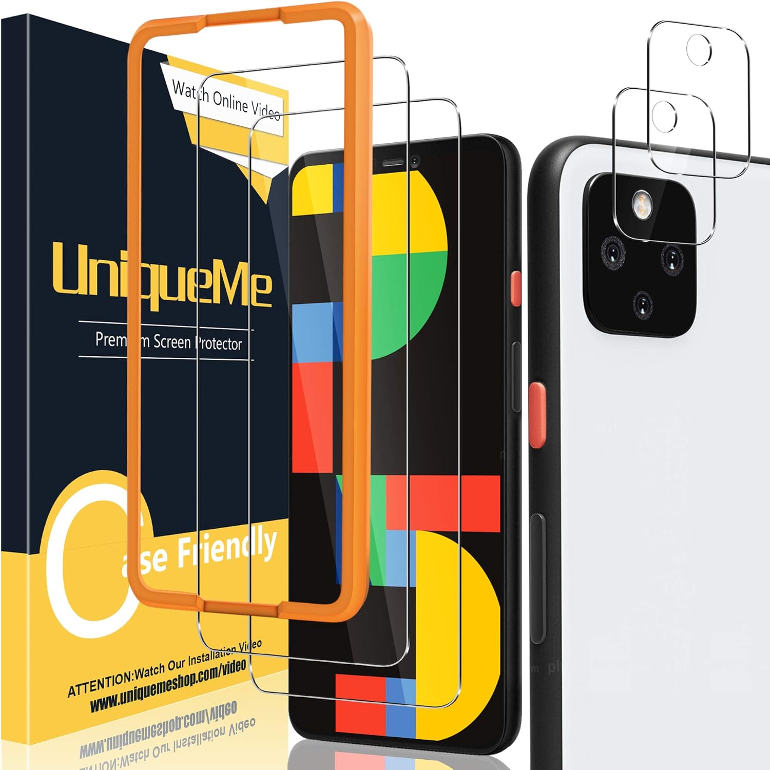 [2 Pack] UniqueMe Screen Protector for Google Pixel 5 + [2 Pack] Camera