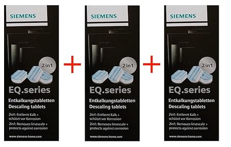 3er Pack Entkalkungstabletten 2in1 für Kaffeevollautomaten / Siemens EQ.series TZ80002