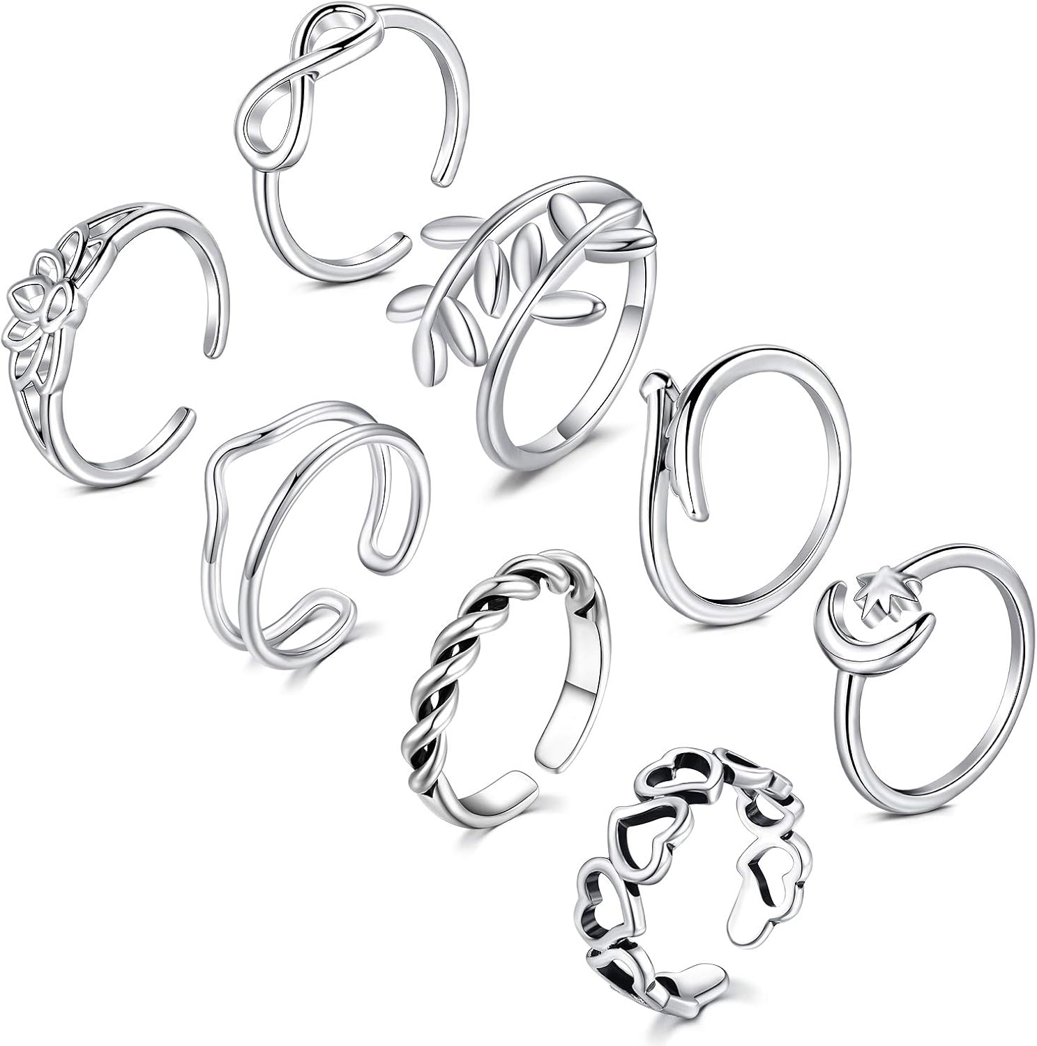 COYUN 24-teiliges Zehenringe Set - Verstellbare Fußringe In Gold & Silber Für Damen