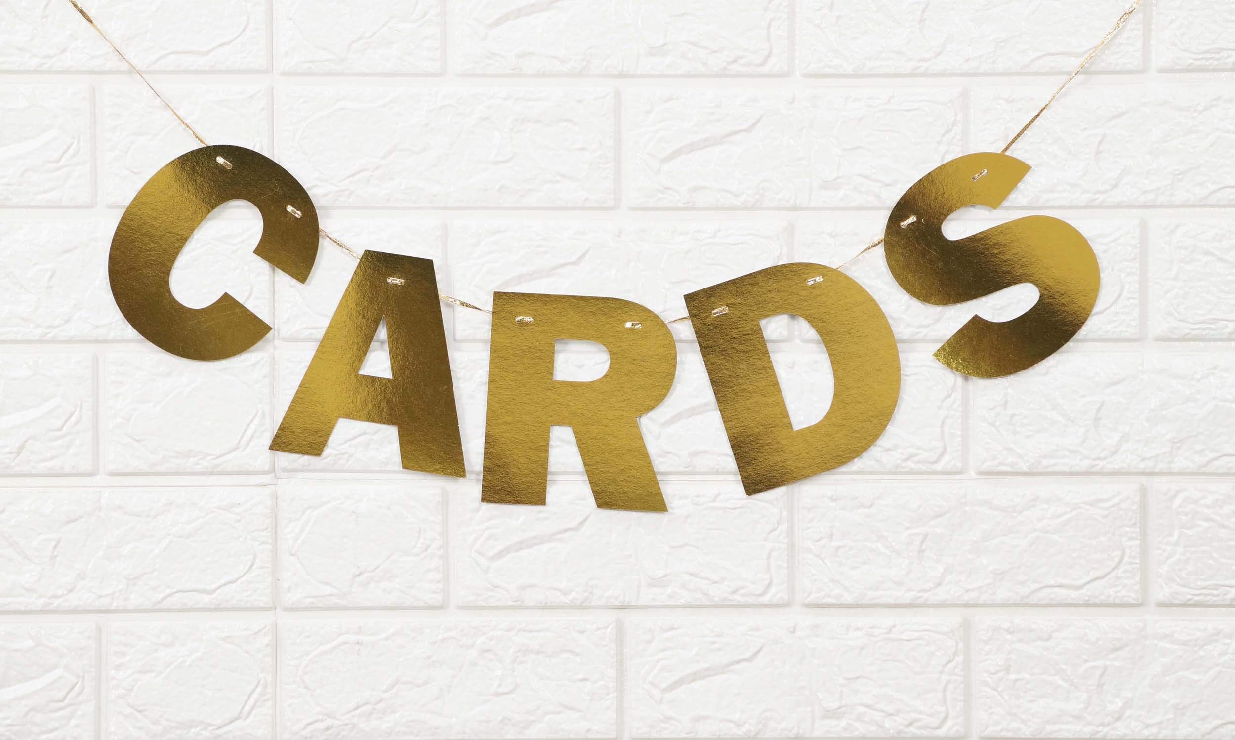 Inkdotpot Ready To Hang Metallic Gold Cards Bunting For Engagement Wedding Bridal Shower Birthday Party Supplies Decoration Bunting Flags