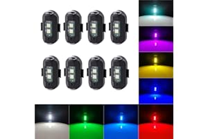 LECART 8Pcs Battery Operated Strobe Lights LED Aircraft Strobe Lights USB Charging Mini Led Lights 8 Colors Magnetic Led Anti-collision Lights Emergency Warning Lights for Motorcycle Car Bike Drone