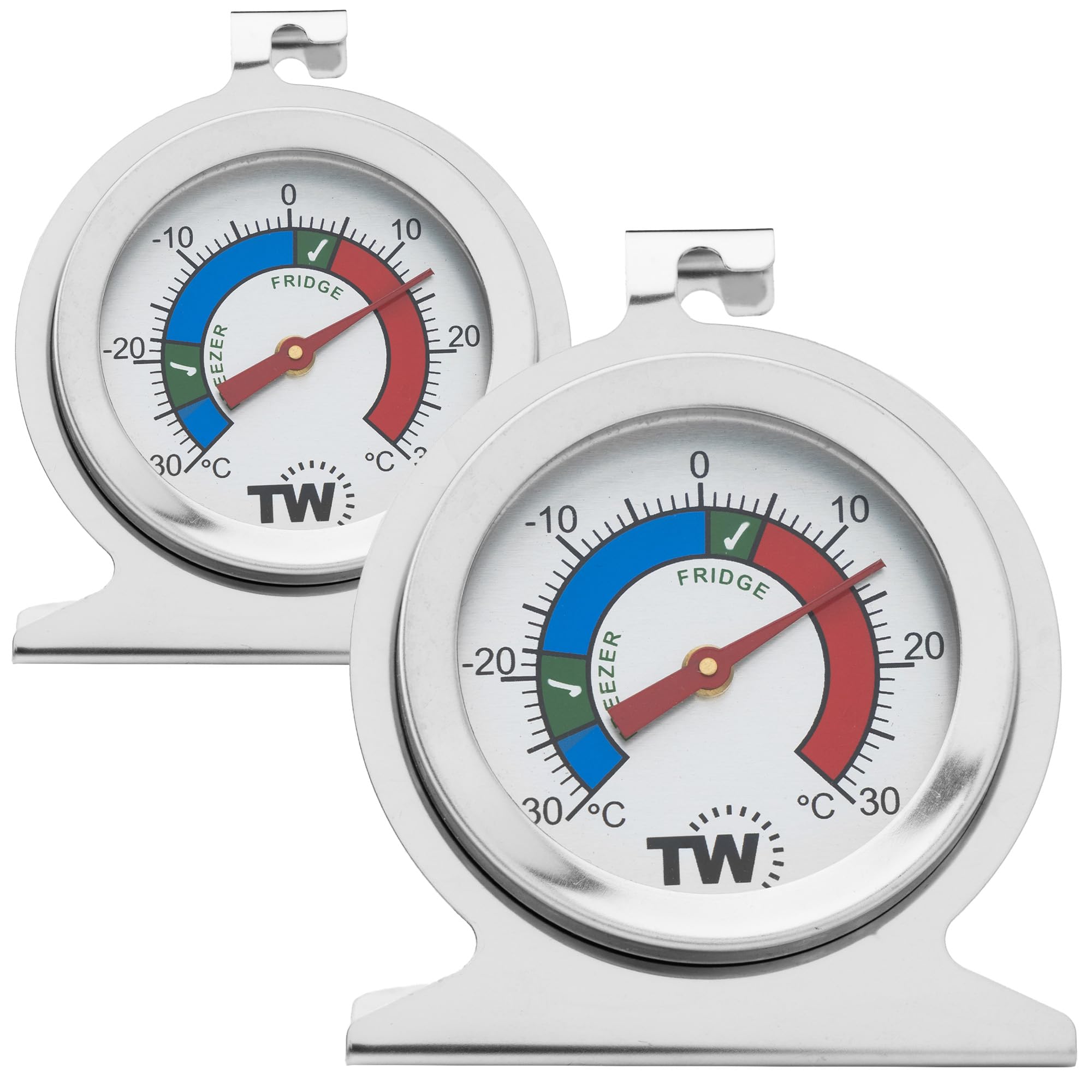 Fridge Freezer Thermometer Twin Pack for Monitoring Refrigerator Temperature Stainless Steel Freezer and Fridge Temperature Thermometer Pack