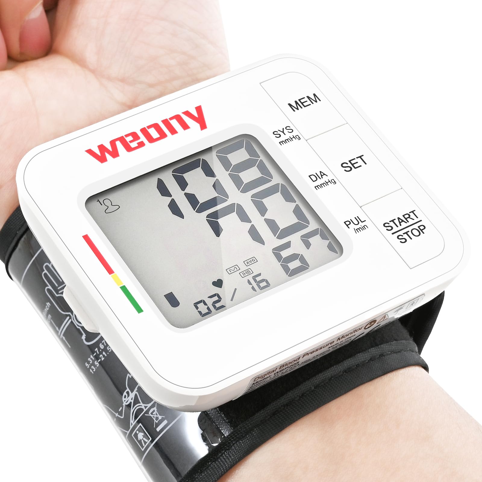 Photo 1 of WEONY Blood Pressure Monitor for Home Use,Automatic Wrist Blood Pressure Monitor,Adjustable Wrist Blood Pressure Cuff (5.3-8.5”) 2*90 Reading Memory Digital Blood Pressure Machine with Carrying Case