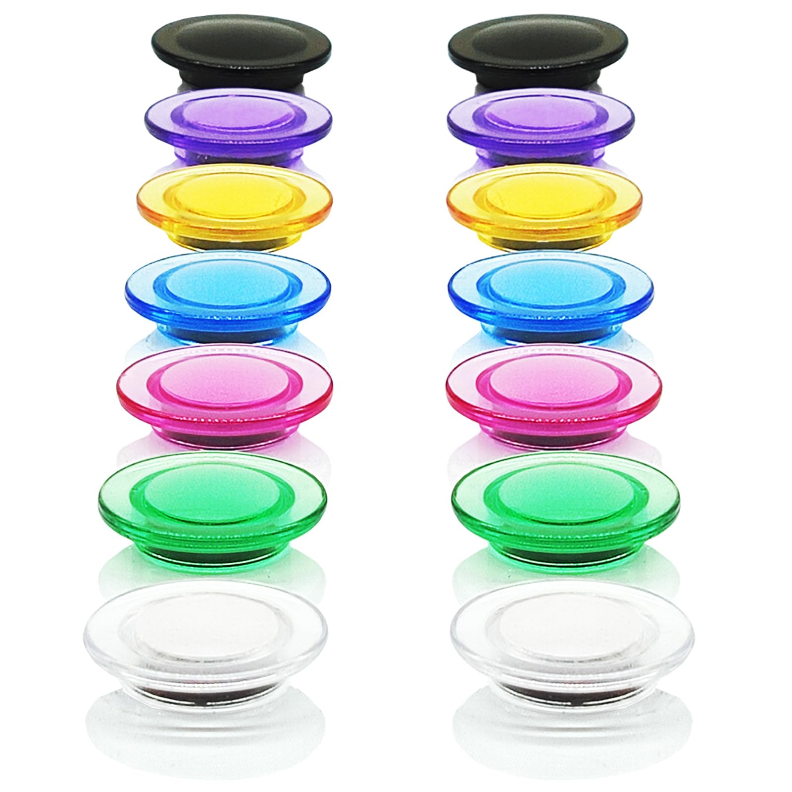PYJLBX Fridge Magnets 14 Pack - 7 Color Strong Small Whiteboard Magnets, Transparent Mini Round Refrigerator Magnet, Heavy Duty Round Notice Board Magnets for Office, Crafts, Fridge,Whiteboard Display