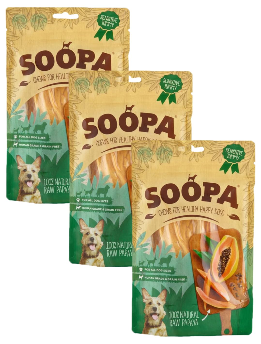 Soopa Papaya Chews Dog Treat, 85 g (Pack of 3)