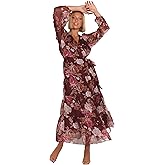 Petal & Pup Womens Korina-Long-Sleeve-Maxi-Dress-Burgundy-Brandy-Bloom
