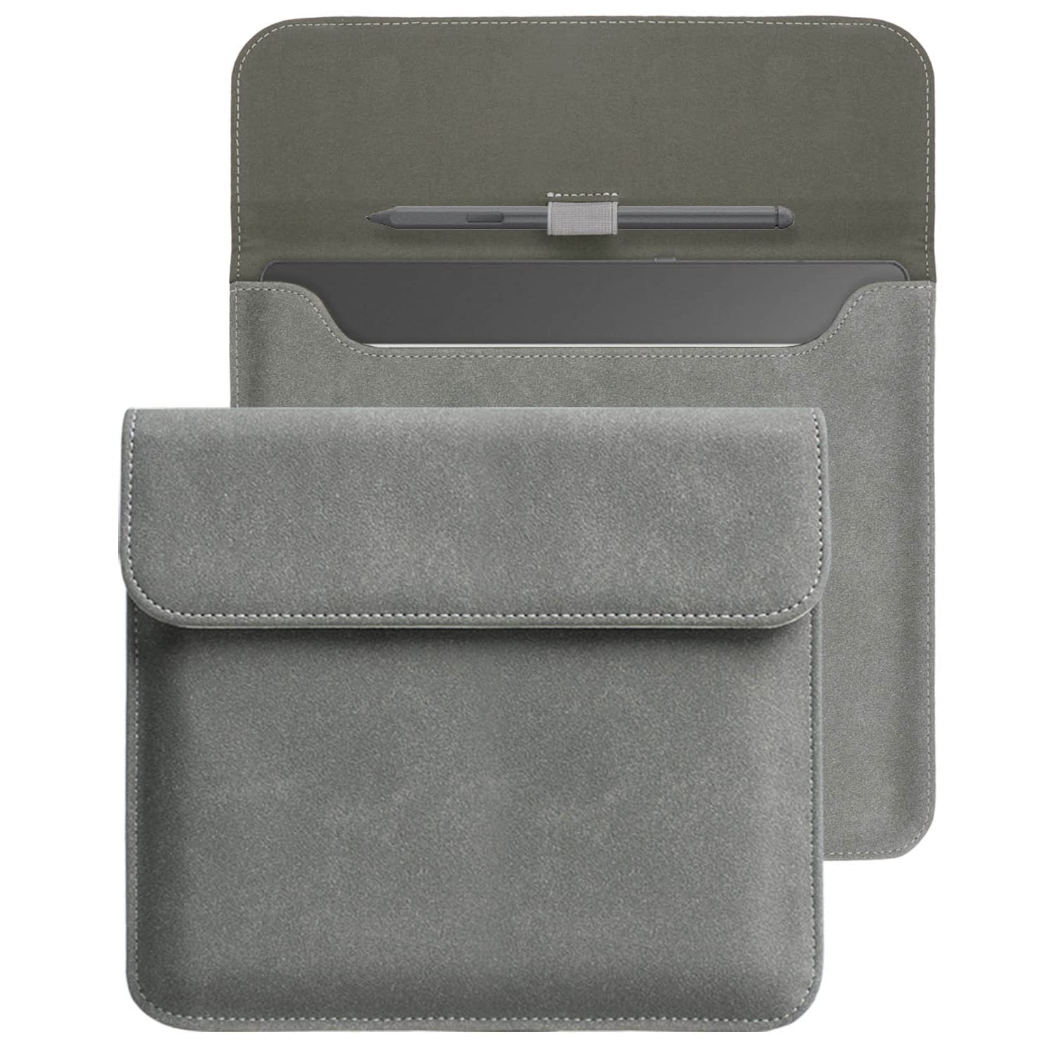 WALNEW Sleeve Case for Kindle Scribe 10.2-inch with Pen Holder (Gray) | 2024 and 2022 Releases | Protective Pouch Bag | for Amazon E-Reader