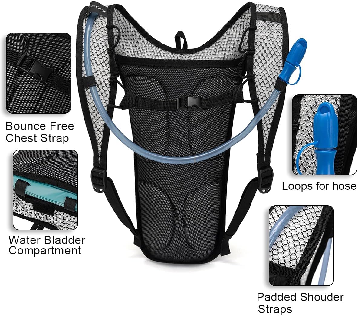 Mubasel Gear Hydration Backpack Pack with 2L BPA Free Bladder - Lightweight Pack Keeps Liquid Cool Up to 4 Hours- Outdoor Sports Gear for Running Hiking Cycling Skiing : Sports & Outdoors