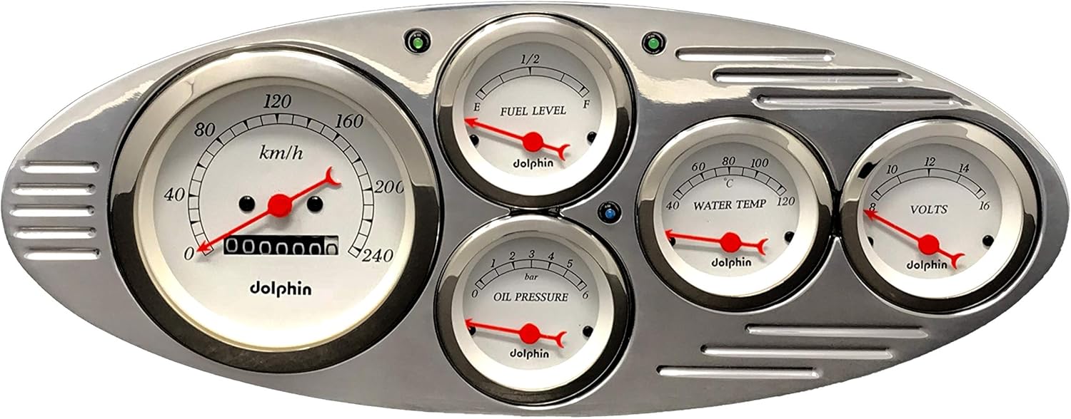 Compatible with 1932 Ford Car 5 Gauge Metric Dash Cluster Panel Mechanical White