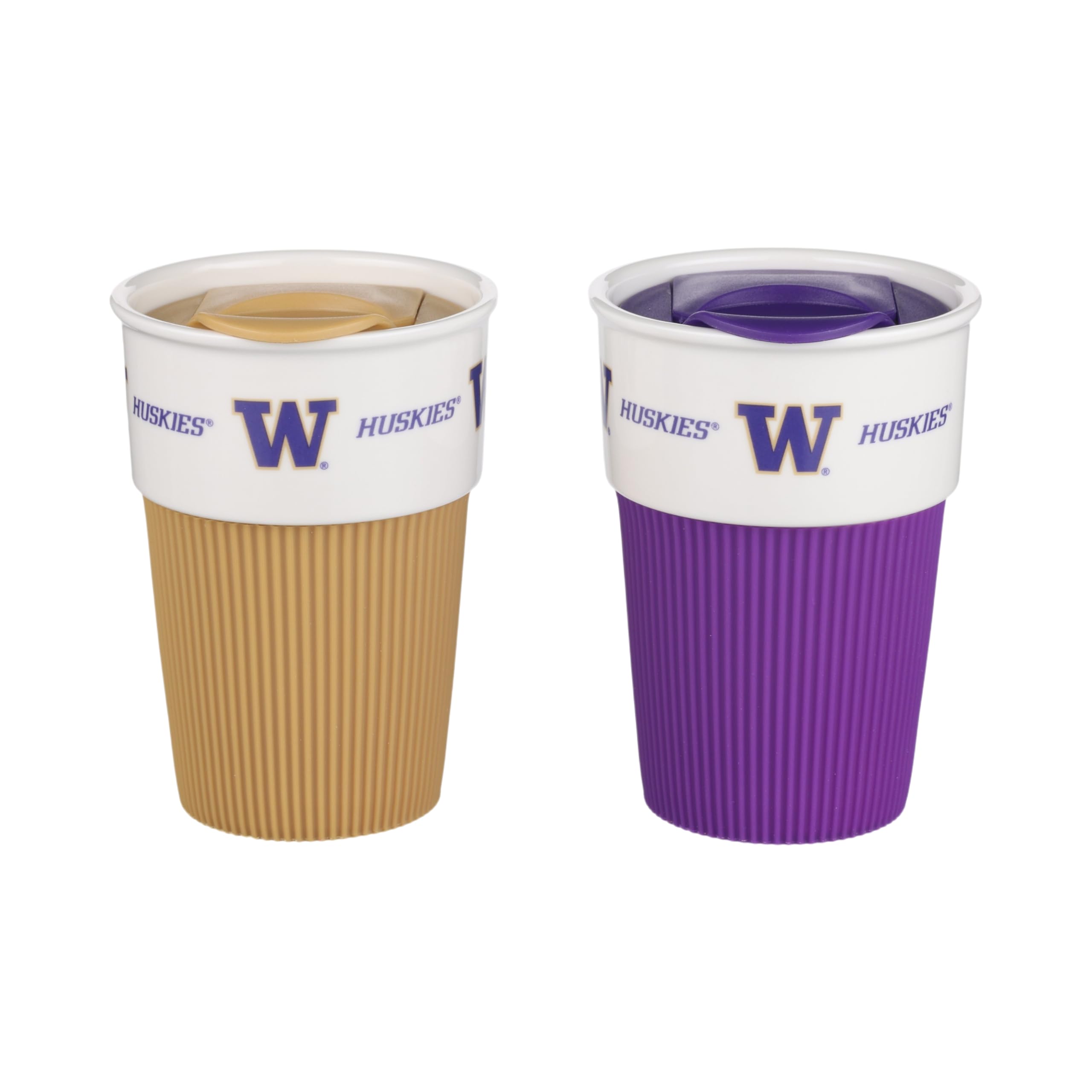 Photo 1 of The Memory Company Officially Licensed NCAA - University of Washington 2-Pack 10oz Ceramic Travel Mugs with Silicone Wrap