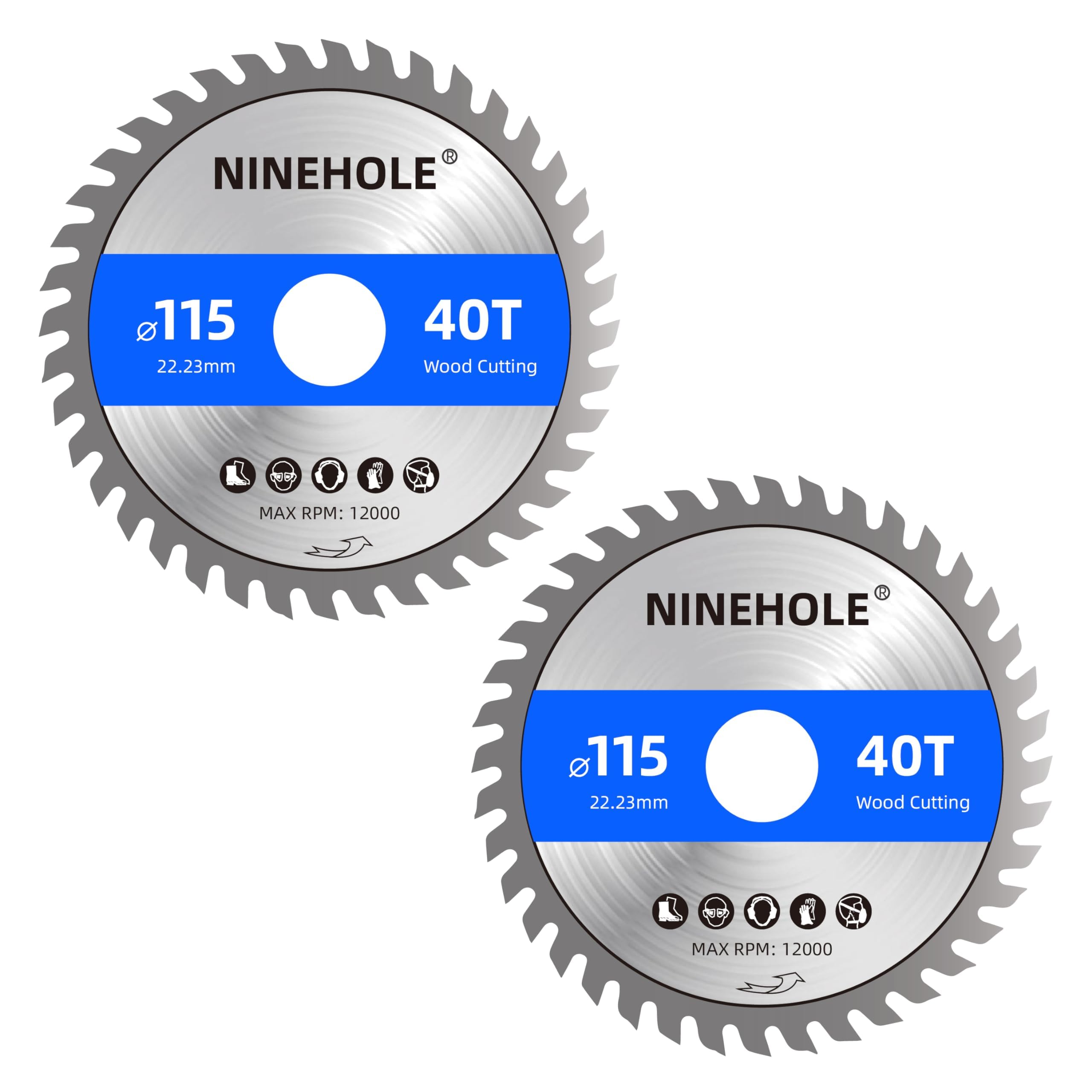 Photo 1 of Ninehole 2pack 4-1/2Inch 40T Circular Saw Blade with 7/8-Inch Arbor, TCT Carbide Tipped Teeth for Cutting Wood Plastic Composite Materials (Reduce Ring 5/8 inch)