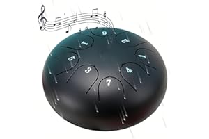 ILWHE Rain Drum for Outside Garden, Chakra Drum for Rain Outdoor, 6 Inches, 8 Notes, Black