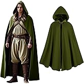 Men's Medieval Velvet Hooded Cloak,Halloween Costume Cloak,Renaissance Cape Vintage Capelet