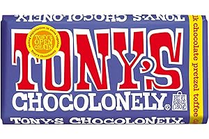 Tony's Chocolonely 42% Dark Milk Chocolate Bar with Pretzel and Toffee Belgium Chocolate, No Artificial Flavoring, Fairtrade & B Corp Certified - 6.35 Oz