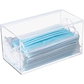 Koemehr Face Mask Dispenser Acrylic Masks Storage Box Hygiene Station with Cover for Disposable Masks, Tabletop Holder, High Clarity Mask Case for Home Office Car