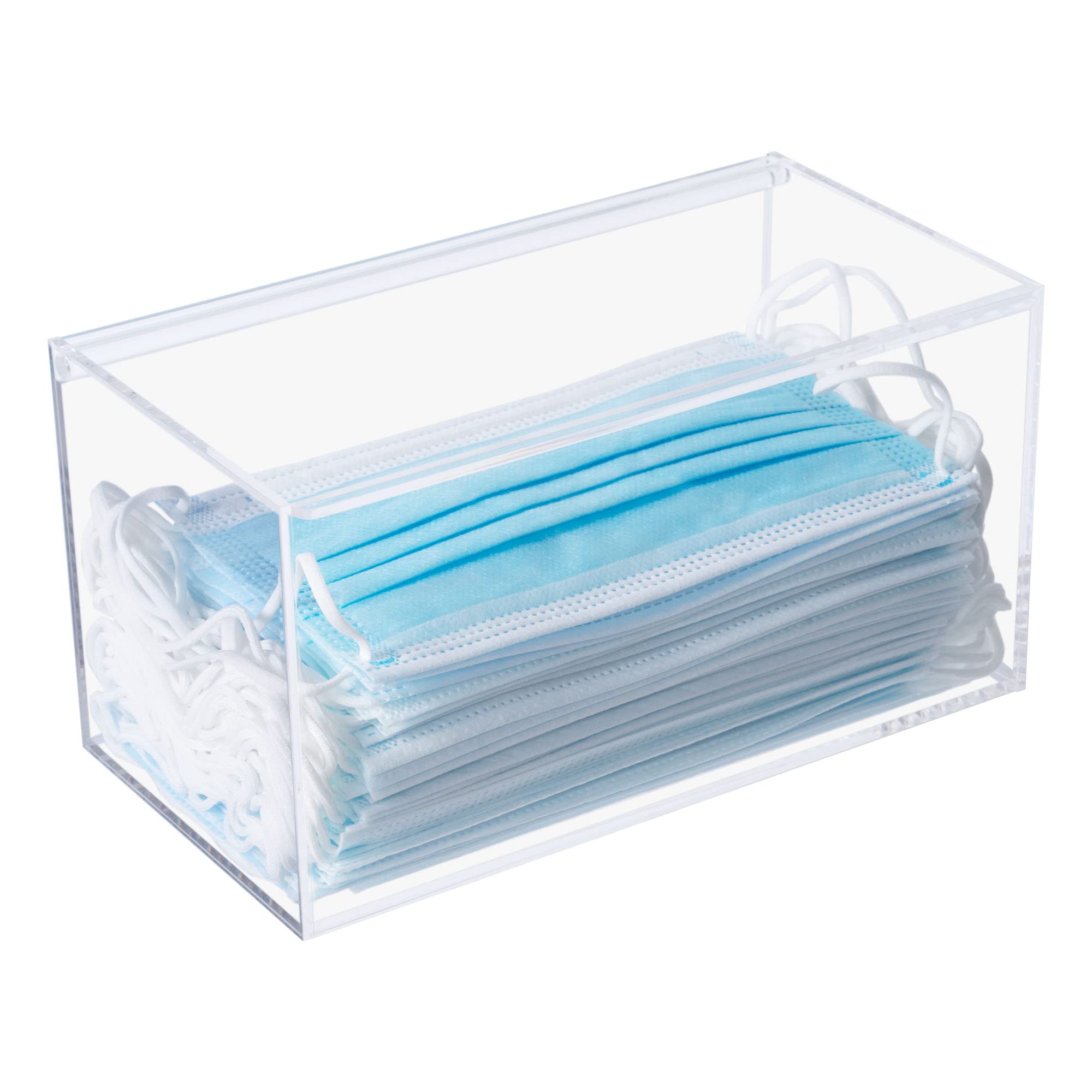 Photo 1 of Koemehr Face Mask Dispenser Acrylic Masks Storage Box Hygiene Station with Cover for Disposable Masks, Tabletop Holder, High Clarity Mask Case for Home Office Car