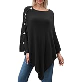PULI Women's Versatile Knitted Shawls Scarf Poncho Sweater with Buttons Lightweight Spring Summer Fall Wraps