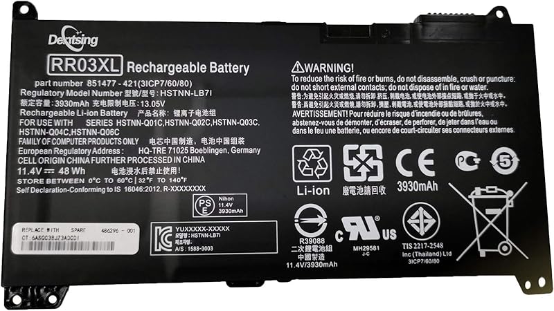 Amazon Com Dentsing Rr03xl 11 4v 48wh Hstnn Lb7i Laptop Battery Compatible With Hp Probook 430 440 450 455 470 G4 Mt Series Notebook Hstnn Q01c Hstnn Q02c Hstnn Q04c Hstnn Q06c 421 Rrxl Hstnn Pb6w Computers Accessories