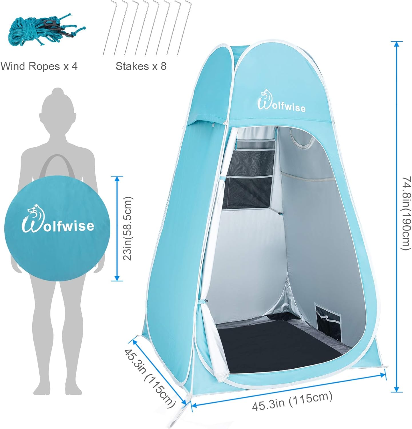 WolfWise Portable Pop Up Privacy Shower Tent Spacious Changing Room for Camping Hiking Beach Toilet Shower Bathroom : Sports & Outdoors