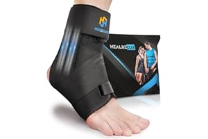 Healrecux Ankle Brace for Sprained Ankle Wrap, Ankle Support for Men Women, Foot Brace Ankle Stabilizer with Ankle Splint Support for Basketball, Volleyball, Sports - M