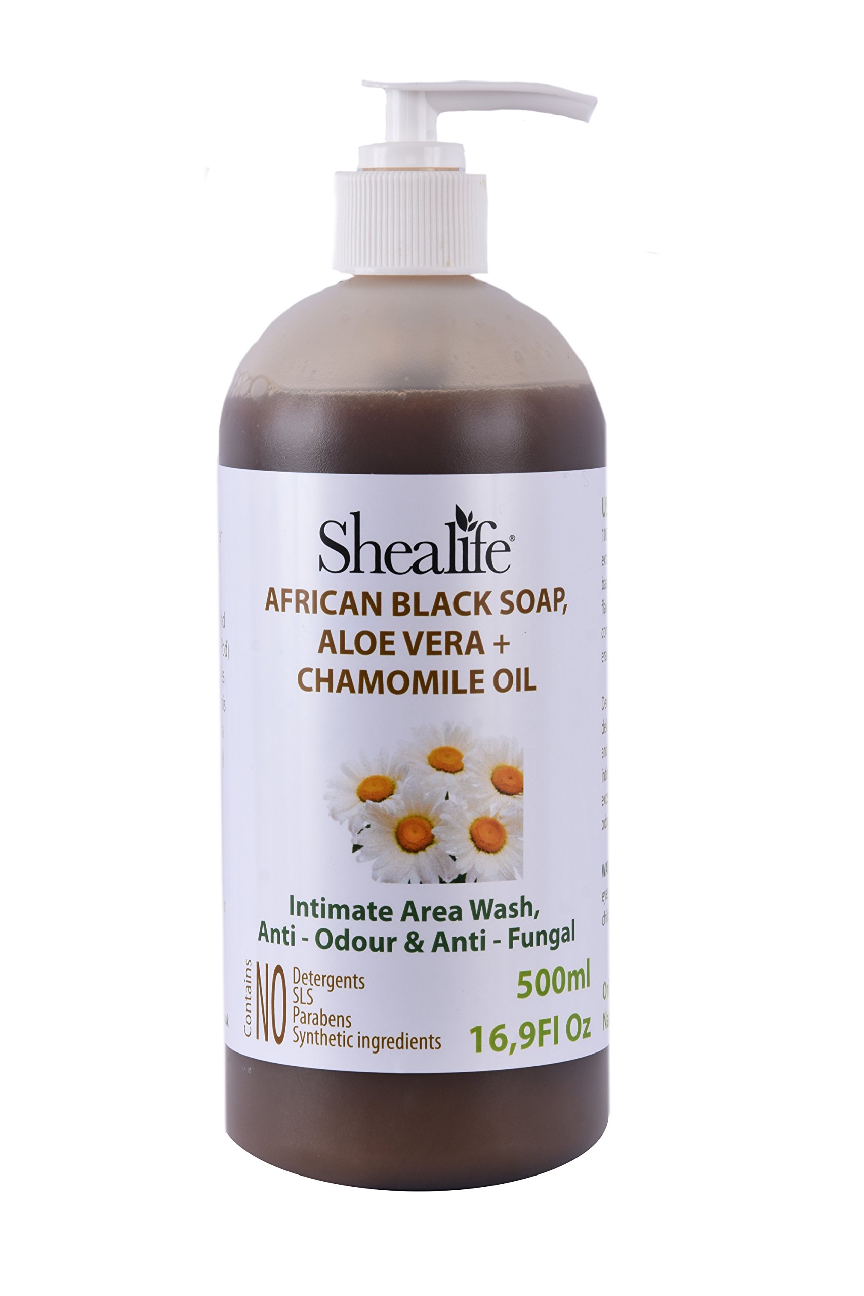 Intimate hygiene African Black Soap, Natural pH Balanced, with Aloe Vera gel & Chamomile, Intimate Area Wash, Anti - Odour & Anti - Fungal Formula, 500ml