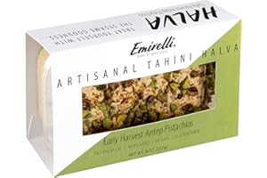 EMIRELLI SAN FRANCISCO Emirelli Artisanal Halva Dessert – Authentic Middle Eastern Candy Turkish Sweets – Vegan Candy 55%-Tahini Halwa - Halvah Traditional International Sweets - Harvest Antep Pistachios Flavor, Pack of 1