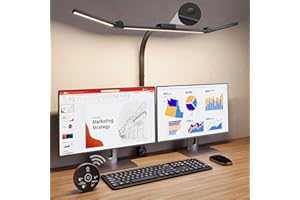 SKAIRIPA Led Desk Lamp Wireless w/Remote, 24W Double Head Architect Desk Lamp, Flexible Gooseneck Desk Lamp with Clamp, Eye Caring Table Bright, 5 Colors Adjustable Desk Light for Drafting Computer Home Office