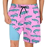 Cozople Boys Swim Trunks Compression Liner Swim Shorts Quick Dry Bathing Suit with Boxer Brief Swimwear 2-20T